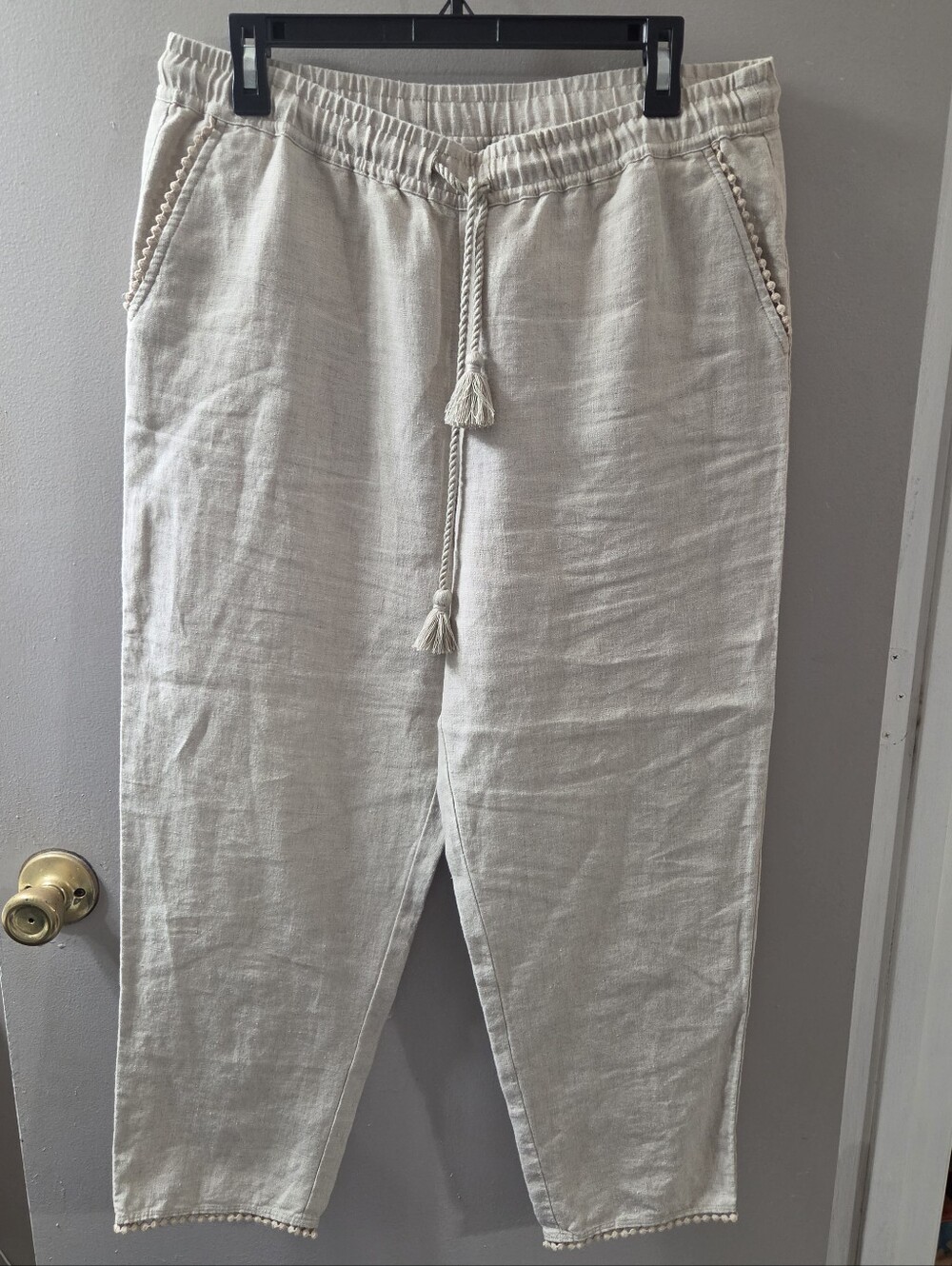 Talbots Linen 100% Neutral Beige Drawstring Women’s Pants. Sz 10